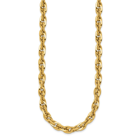 14K Polished 12mm Fancy Rope Link 17.5 inch Necklace
