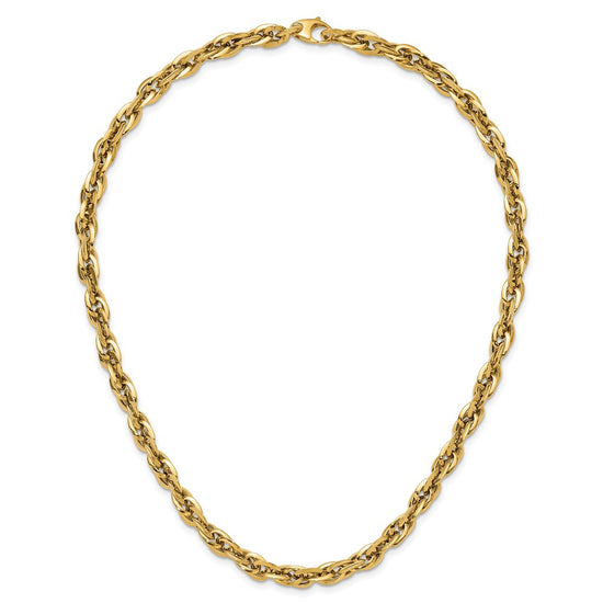 14K Polished 12mm Fancy Rope Link 17.5 inch Necklace