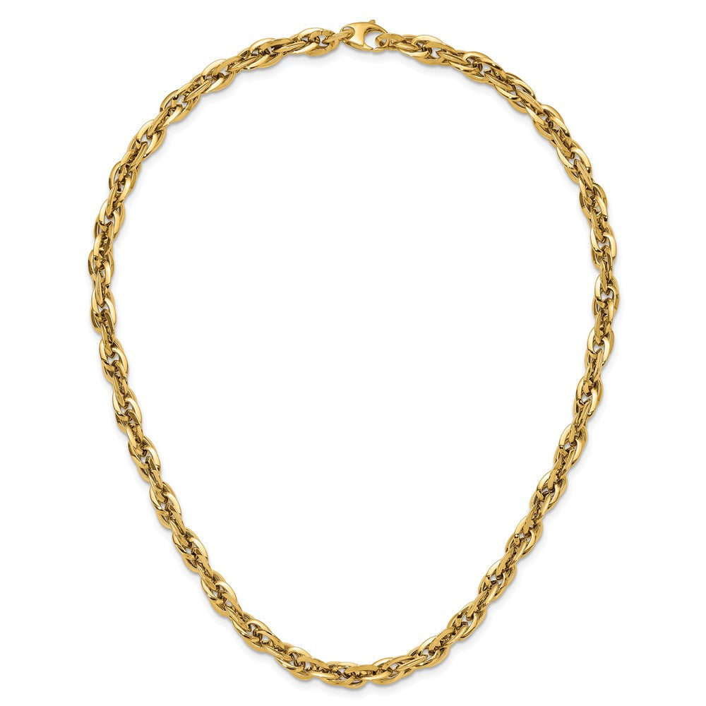 14K Polished 12mm Fancy Rope Link 17.5 inch Necklace