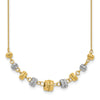 14k Two-tone Polished Diamond-cut Graduated Barrel Beads 18 inch Necklace
