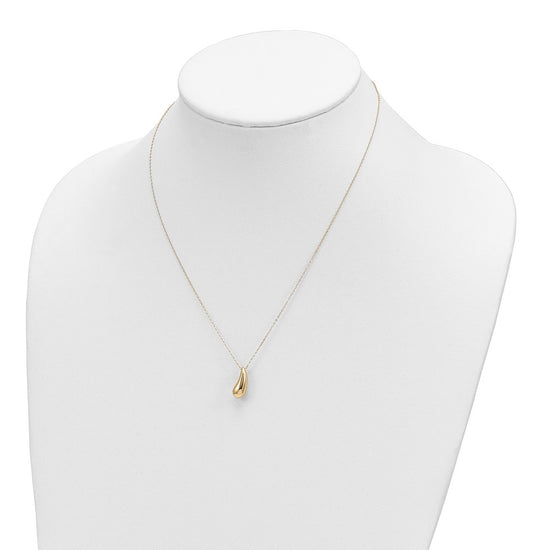 14k Polished Puffed Teardrop Pendant 18 inch Necklace