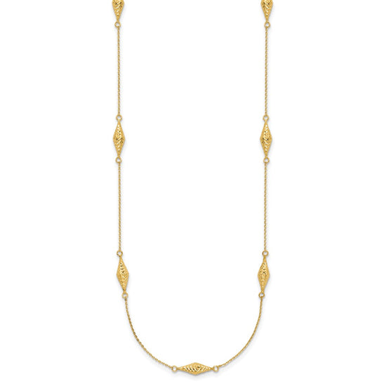 14k Polished and Diamond-cut Fancy Beaded 18 inch Necklace