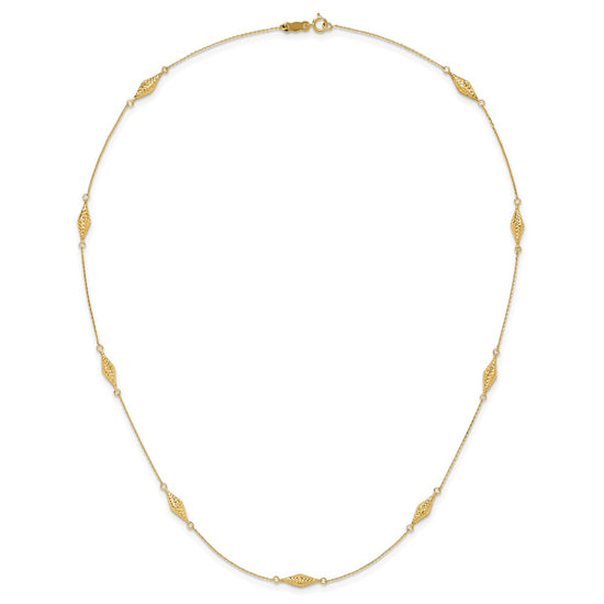 14k Polished and Diamond-cut Fancy Beaded 18 inch Necklace