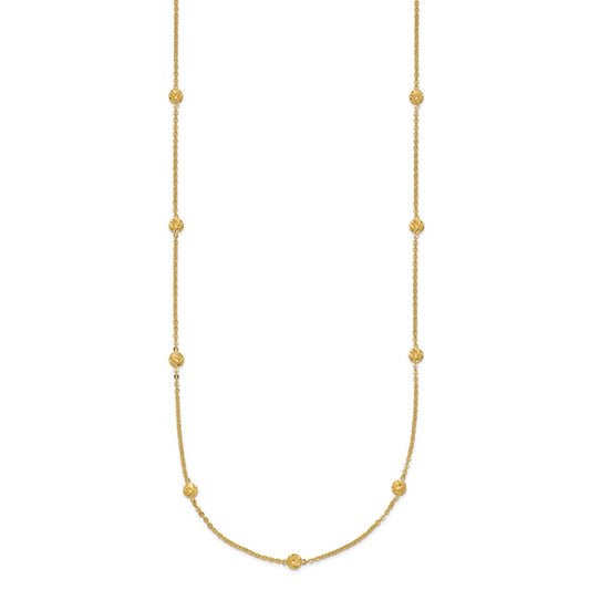 14k Polished Diamond-cut Tiny Puffed Circles 15-Station 18 inch Necklace