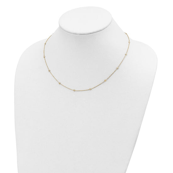 14k Polished Diamond-cut Tiny Puffed Circles 15-Station 18 inch Necklace