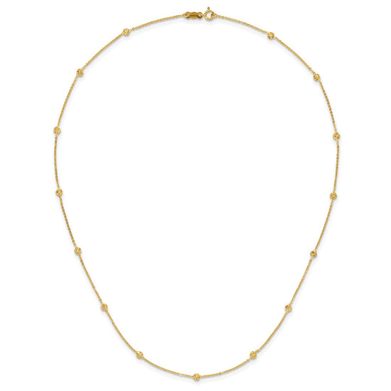 14k Polished Diamond-cut Tiny Puffed Circles 15-Station 18 inch Necklace