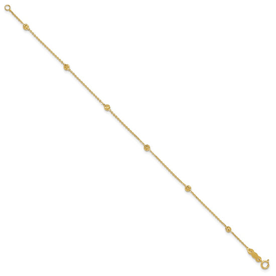 14K Polished and Diamond-cut Tiny Puffed Circles 6-Station 7.25 inch Bracelet