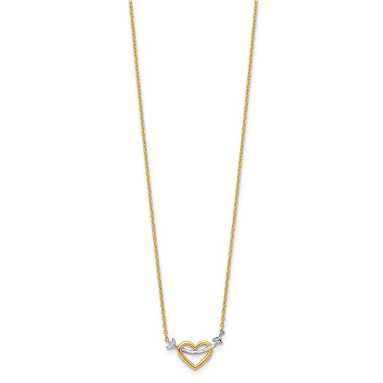 14k with White Rhodium Diamond-cut Heart and Arrow 17 inch Necklace
