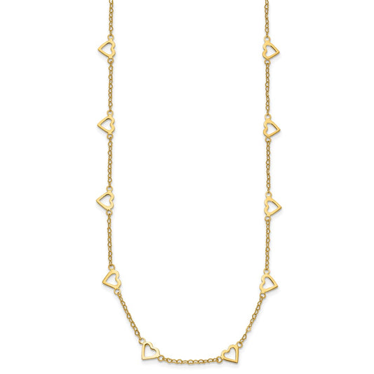 Gold Open Hearts on a Heart Necklace
