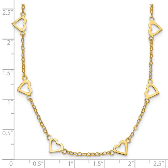 Gold Open Hearts on a Heart Necklace