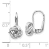 14k White Gold 9mm Polished Love Knot Leverback Earrings