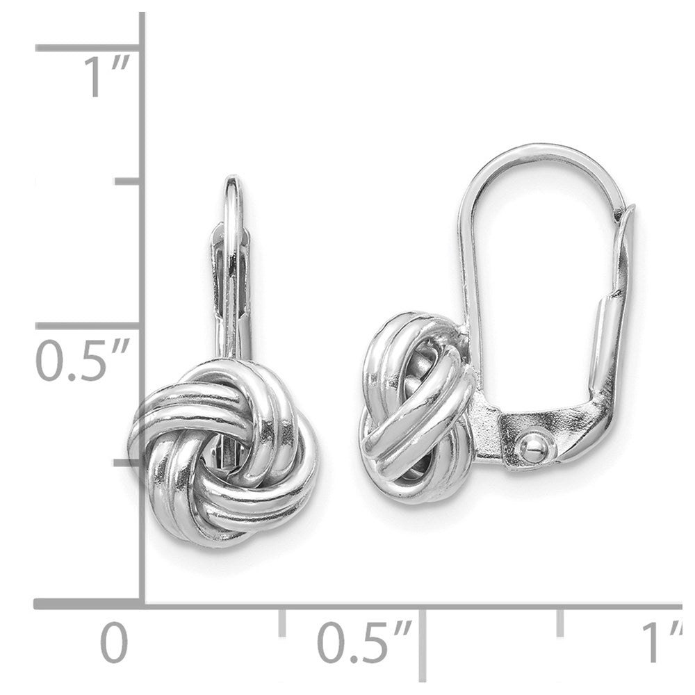 14k White Gold 9mm Polished Love Knot Leverback Earrings