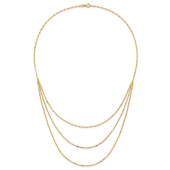 14k Polished Triple Strand Bib Fancy Chain 19.5 inch Necklace