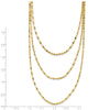 14k Polished Triple Strand Bib Fancy Chain 19.5 inch Necklace