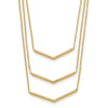 14k Polished Chevron Bar 3-Strand Bib 16 inch Necklace Plus 2 inch Extender