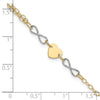 14k Two-tone Polished Infinity and Heart 7 inch Bracelet