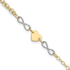 14k Two-tone Polished Infinity and Heart 7 inch Bracelet