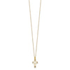 14k Polished Diamond-cut CZ Cross Pendant 16 inch Necklace