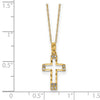 14k Polished Diamond-cut CZ Cross Pendant 16 inch Necklace