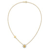 14k and White Rhodium Diamond-cut Angel and Cross 17 inch Necklace
