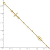 14k Polished Cross and Miraculous Medal Beaded 7.5 inch Rosary Bracelet