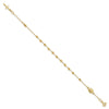 14k Polished Cross and Miraculous Medal with Diamond-cut Beads 6 inch Childs Rosary Bracelet with 0.75 inch Extender