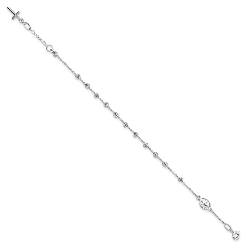Gold Diamond-cut Cross and Miraculous Medal Bracelet