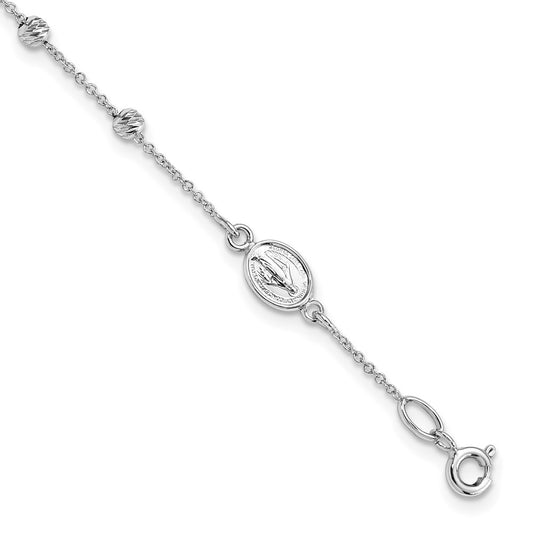 Gold Diamond-cut Cross and Miraculous Medal Bracelet
