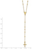 14k Polished Cross and Miraculous Medal Beaded 24 inch Rosary Necklace