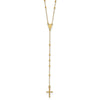 14k Polished Cross and Miraculous Medal Beaded 24 inch Rosary Necklace