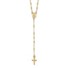 14k Polished Cross and Miraculous Medal with Diamond-cut Beads 17 inch Rosary Necklace Plus 3 inch Extender