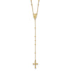 14k Polished Crucifix and Miraculous Medal 2mm Beaded 19.5 inch Rosary Necklace