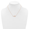 14k Rose Gold Polished Twisted Sideways Cross 17 inch Necklace