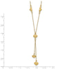 14k Polished Diamond-cut Puffed Hearts 16 inch Lariat Necklace Plus 2 inch Extender