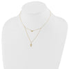 14k Polished 2-Strand Diamond-cut Cross and Heart 16 inch Necklace Plus 2 inch Extender