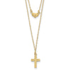 14k Polished 2-Strand Diamond-cut Cross and Heart 16 inch Necklace Plus 2 inch Extender