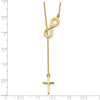 14k Polished Infinity and Cross 18 inch Lariat Necklace