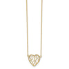 14k Polished Satin and Diamond-cut Heart 18 inch Necklace