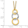 14k Two-tone Polished and Textured 3-Circle Dangle 17 inch Necklace