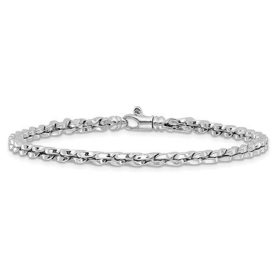 14K White Gold Polished 5mm Fancy Link 7.5 inch Bracelet