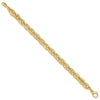 14K Polished and Grooved 8mm Fancy Link 8 inch Bracelet Plus 0.5 inch Extender