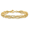 14K Polished and Grooved 8mm Fancy Link 8 inch Bracelet Plus 0.5 inch Extender