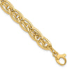 14K Polished and Grooved 8mm Fancy Link 8 inch Bracelet Plus 0.5 inch Extender