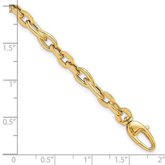 14K Polished 5.2mm Fancy Cable Link 7.5 inch Bracelet