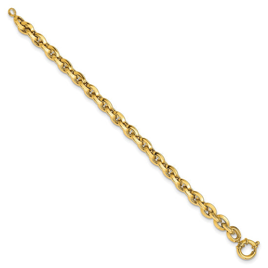 14K Polished 7.9mm Fancy Knife-edge Rolo Link 8 inch Bracelet