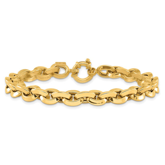 14K Polished 7.9mm Fancy Knife-edge Rolo Link 8 inch Bracelet