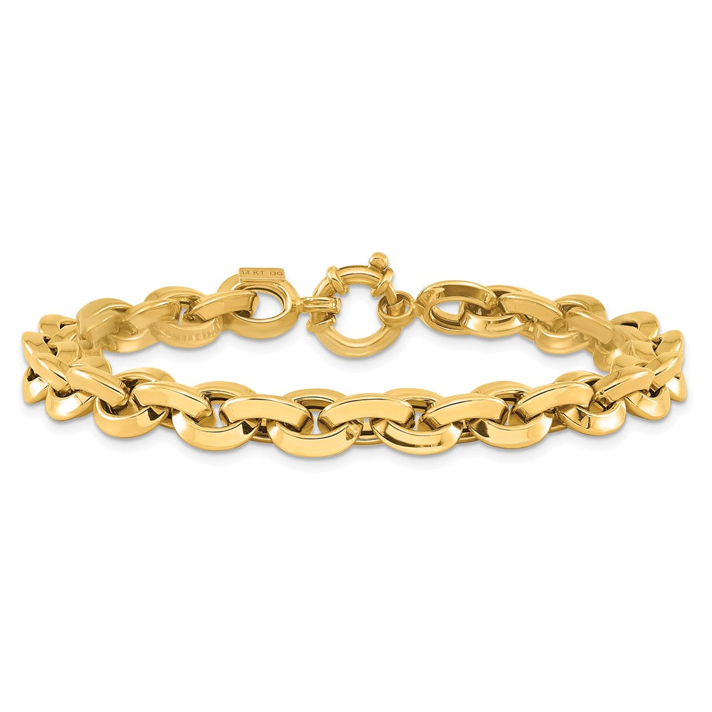 14K Polished 7.9mm Fancy Knife-edge Rolo Link 8 inch Bracelet