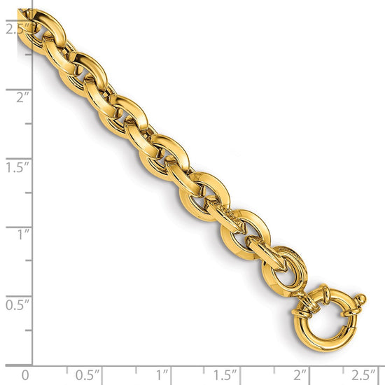 14K Polished 7.9mm Fancy Knife-edge Rolo Link 8 inch Bracelet