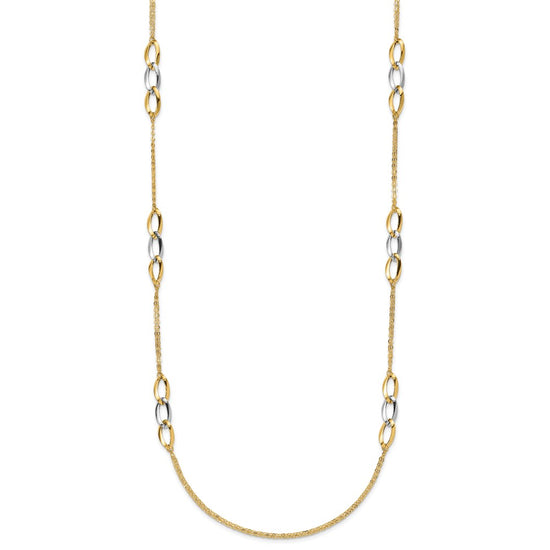 14K Two-tone Polished w/ .25 in ext. Fancy Link Necklace