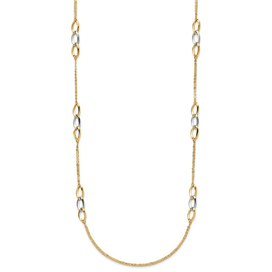 14K Two-tone Polished w/ .25 in ext. Fancy Link Necklace